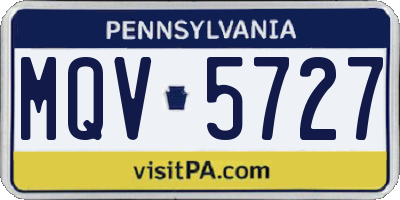 PA license plate MQV5727