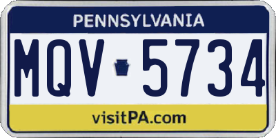 PA license plate MQV5734
