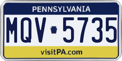 PA license plate MQV5735