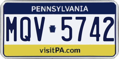 PA license plate MQV5742