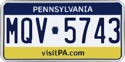 PA license plate MQV5743