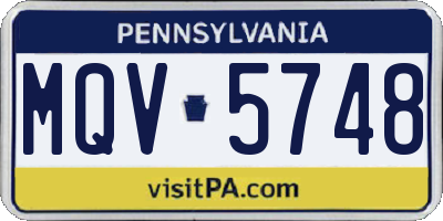 PA license plate MQV5748