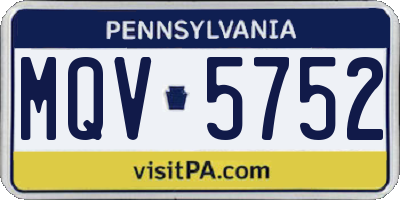 PA license plate MQV5752