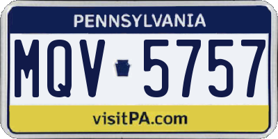 PA license plate MQV5757