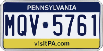 PA license plate MQV5761