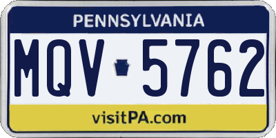 PA license plate MQV5762