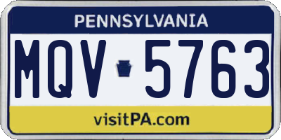 PA license plate MQV5763