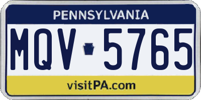 PA license plate MQV5765