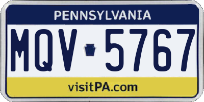 PA license plate MQV5767
