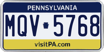 PA license plate MQV5768