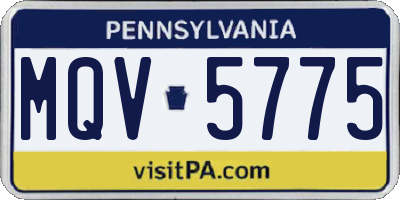 PA license plate MQV5775
