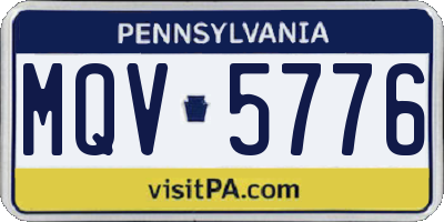 PA license plate MQV5776