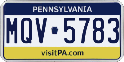 PA license plate MQV5783