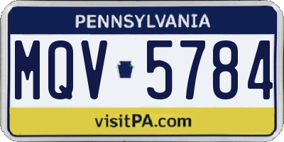 PA license plate MQV5784