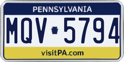 PA license plate MQV5794