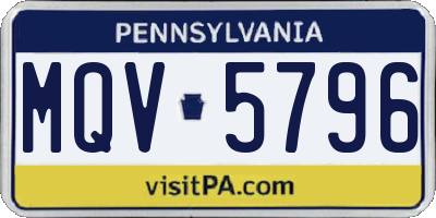 PA license plate MQV5796