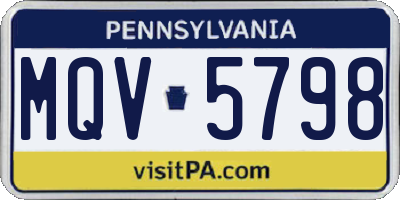 PA license plate MQV5798