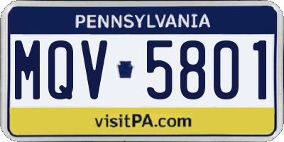 PA license plate MQV5801