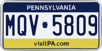 PA license plate MQV5809