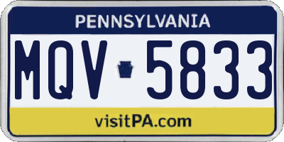 PA license plate MQV5833