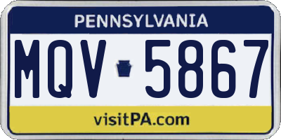 PA license plate MQV5867