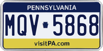 PA license plate MQV5868