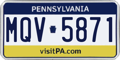 PA license plate MQV5871