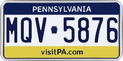 PA license plate MQV5876