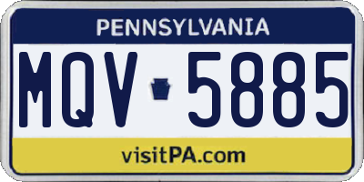 PA license plate MQV5885
