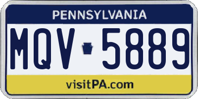 PA license plate MQV5889