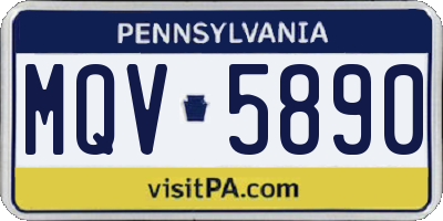 PA license plate MQV5890