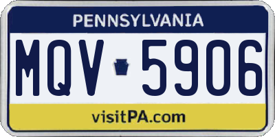 PA license plate MQV5906