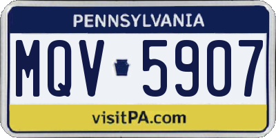 PA license plate MQV5907