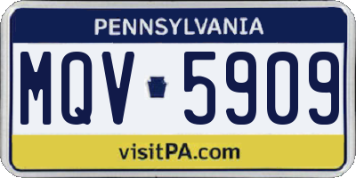 PA license plate MQV5909