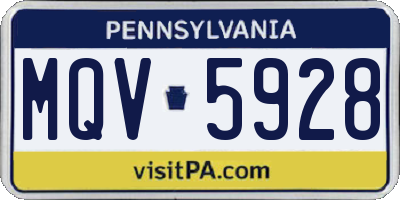 PA license plate MQV5928