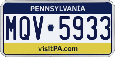 PA license plate MQV5933