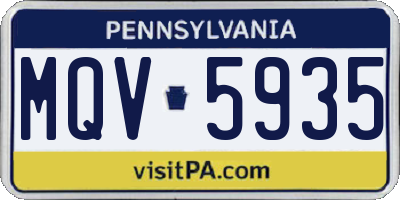 PA license plate MQV5935