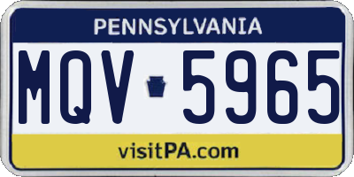 PA license plate MQV5965