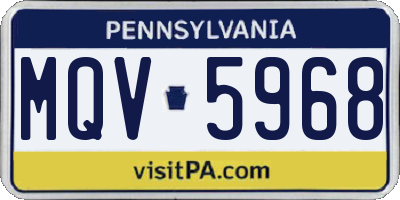 PA license plate MQV5968