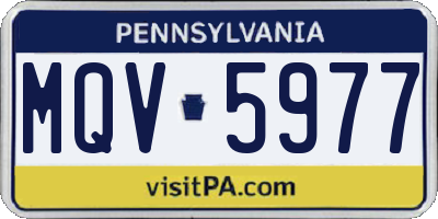 PA license plate MQV5977