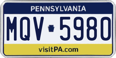 PA license plate MQV5980