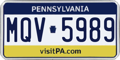 PA license plate MQV5989