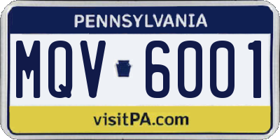 PA license plate MQV6001