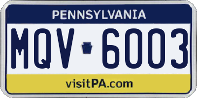 PA license plate MQV6003