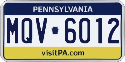 PA license plate MQV6012