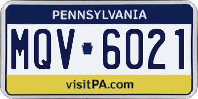 PA license plate MQV6021