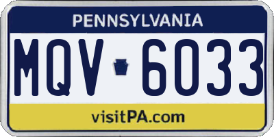 PA license plate MQV6033