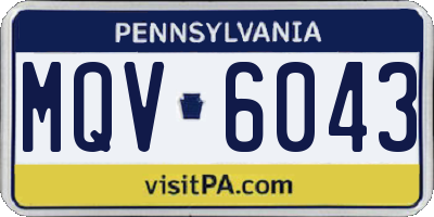PA license plate MQV6043