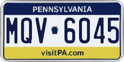PA license plate MQV6045
