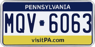 PA license plate MQV6063